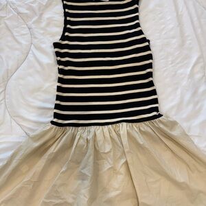 Mango Striped Black & Cream Sleeveless Dress, size small